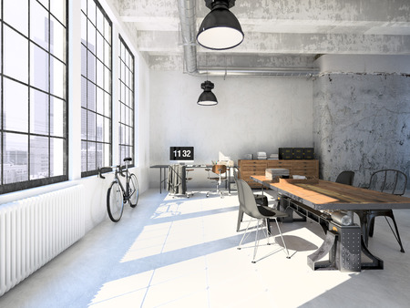 Interior design of  modern Living room with a table. 3d renderingの写真素材