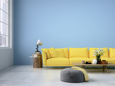 Contemporary living room loft interior. 3d renderingの写真素材