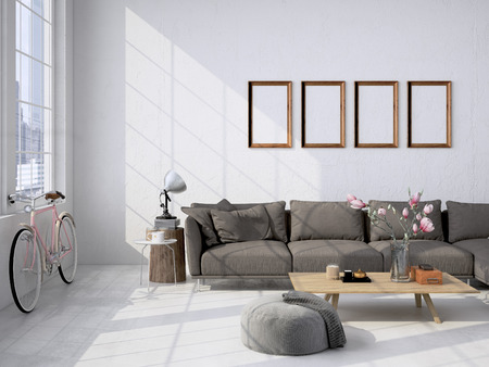 Contemporary living room loft interior. 3d rendering Contemporary living room loft interior. 3d rendering