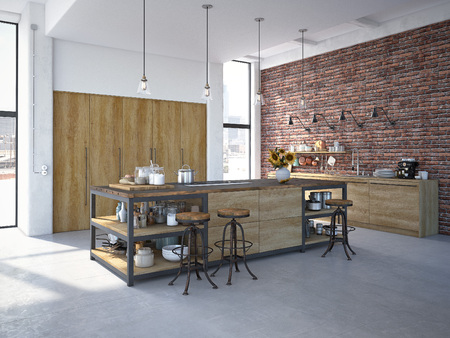3d rendering of Modern Design Kitchen Interiorの写真素材