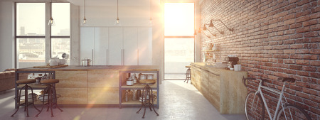 3d rendering of Modern Design Kitchen Interiorの写真素材