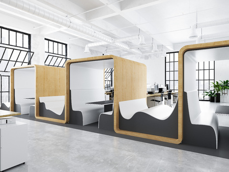 3d rendering. modern creative office with lounge and meeting spaces.の写真素材