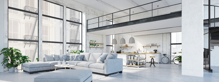 modern loft apartment. 3D rendering