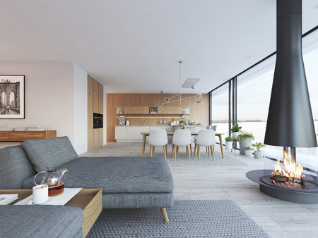 modern loft apartment. 3d rendering