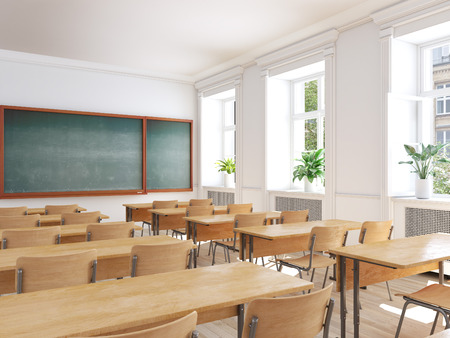 empty school classroom. 3d renderingの写真素材