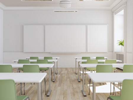 empty school classroom. 3d rendering