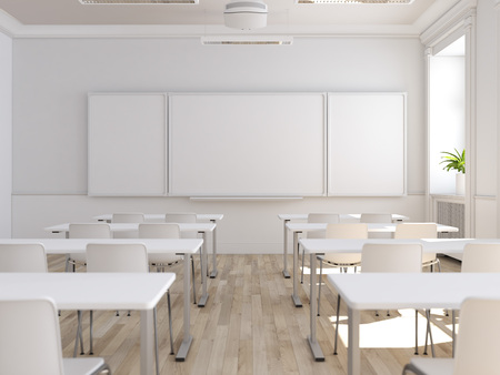 empty school classroom. 3d renderingの写真素材