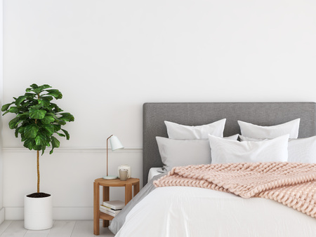 new modern bedroom in a apartment. 3d renderingの写真素材