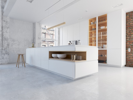 3D-Illustration of a new modern city loft apartment.の写真素材