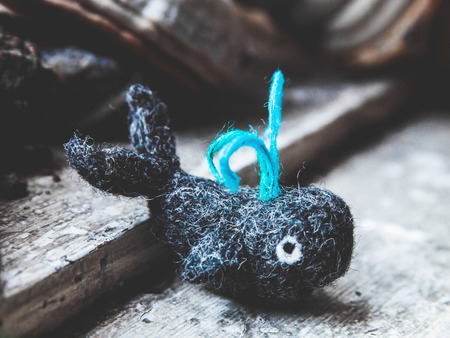 Miniature needle felted whale, wool handmade toy