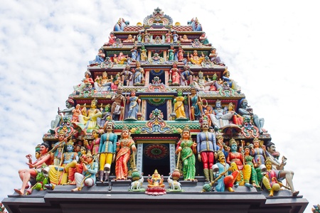 Closeup of Sri Mariamman Hindu Temple