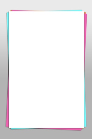 white paper and color paper on grey background