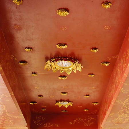 Golden on red thai, Buddha temple ceiling decorationの写真素材