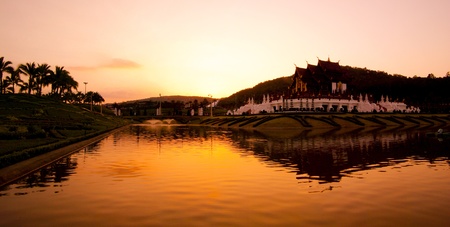 Ho kham luang northern thai style building in royal flora expo,Chiang mai Thailandのeditorial素材
