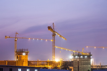 Construction site building on twilight timeのeditorial素材