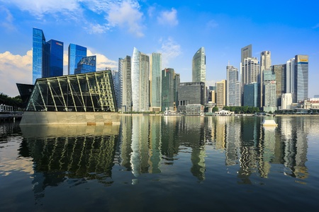 Singapore business buildings with reflectionのeditorial素材
