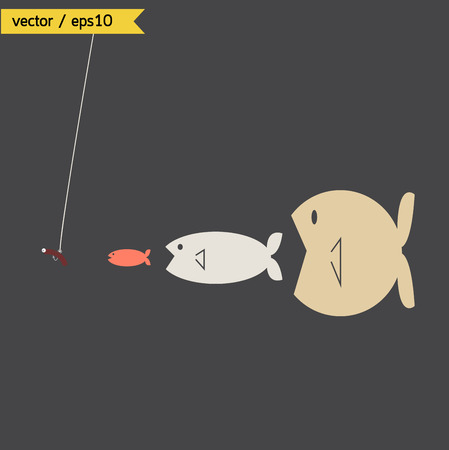 Big fish conceptual. vector. eps10のイラスト素材