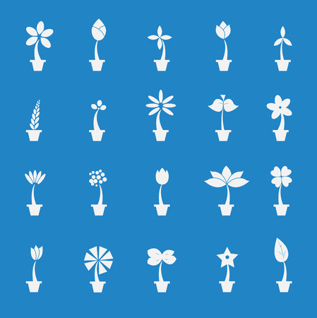 flowers in pot icon set. vector. eps10のイラスト素材