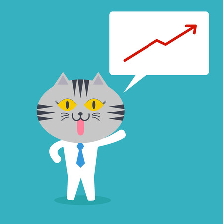 Cat in business quote with profit graphのイラスト素材