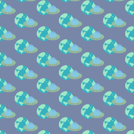 UFO planet pattern backgroundのイラスト素材