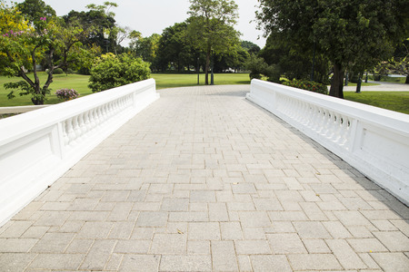 Bridge stone floor in the garden.の写真素材