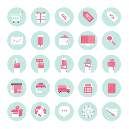 Flat design icons for business internet e-commerce collection set.のイラスト素材