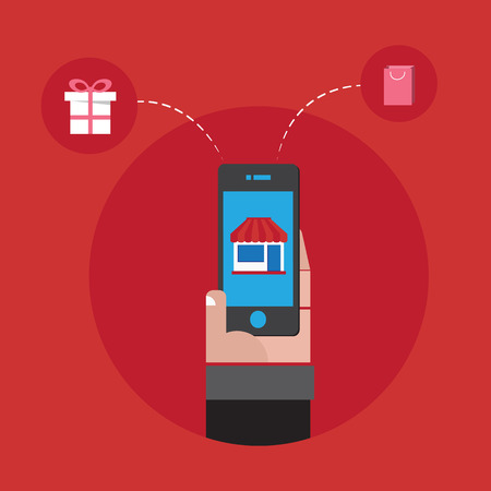 Online shopping with smartphone order on handのイラスト素材