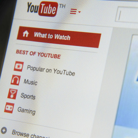 THAILAND - SEPTEMBER 2, 2014: Youtube menu bar webpage view on web browser.のeditorial素材