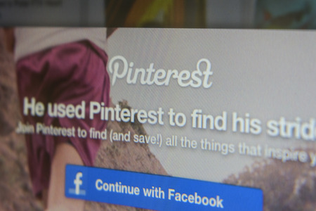 THAILAND - SEPTEMBER 2, 2014: Pinterest page first landing page view on web browser.のeditorial素材