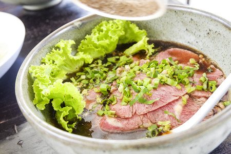 Thai style beef noodle food.の写真素材