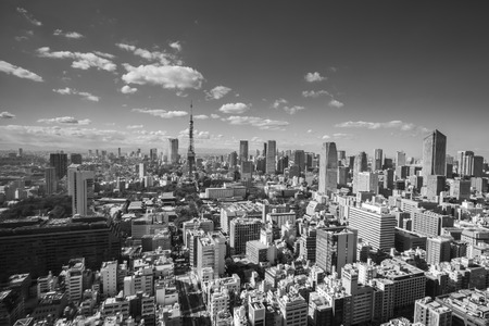 TOKYO, JAPAN - 19 FEBRUARY 2015 - The Tokyo tower in the Kanto region and Tokyo prefecture, is the first largest metropolitan area in Japan. Downtown Tokyo is very modern with many skyscrapers.のeditorial素材