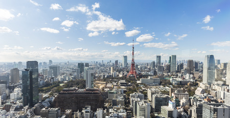 TOKYO, JAPAN - 19 FEBRUARY 2015 - The Tokyo tower in the Kanto region and Tokyo prefecture, is the first largest metropolitan area in Japan. Downtown Tokyo is very modern with many skyscrapers.のeditorial素材