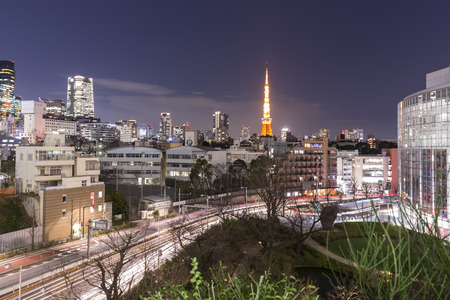 TOKYO, JAPAN - 19 FEBRUARY 2015 - The city of Tokyo, Tokyo tower in the Kanto region and Tokyo prefecture, is the first largest metropolitan area in Japan. Downtown Tokyo is very modern with many skyscrapers.のeditorial素材