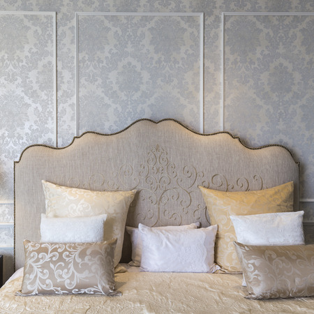 Luxury elegance bedroom close up with pillow.