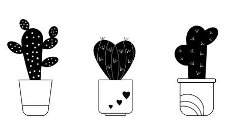 Cacti set. Vector illustration in simple style.のイラスト素材