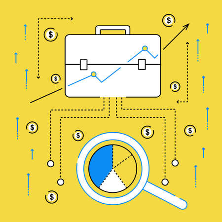 Investment portfolio and pie chart. Vector illustration in flat style.のイラスト素材