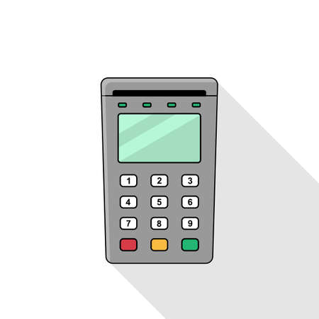 Vector illustration of a bank terminal in flat style. Isolated white background.のイラスト素材