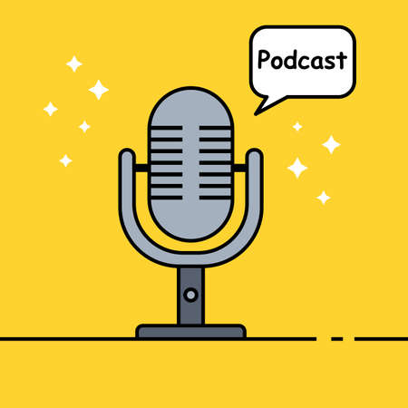 Recording microphone with caption in the cloud. Vector illustration.のイラスト素材