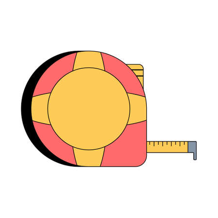 Tape measure. Home, tailor, building tool. Roulette construction. Vector illustration in flat style on white isolated background. Icon.のイラスト素材