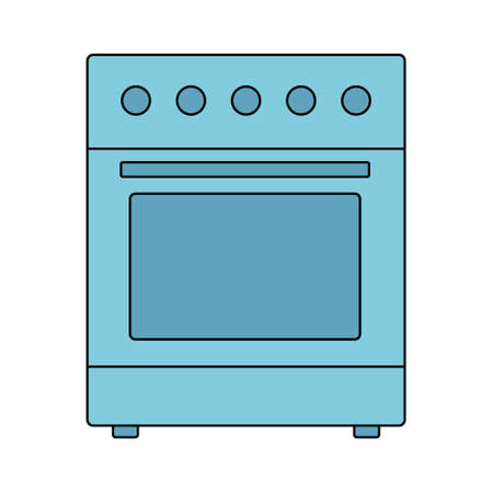 Electric stove, gas stove, oven icon. For cooking food. Vector illustration in flat line style on a white isolated background.のイラスト素材