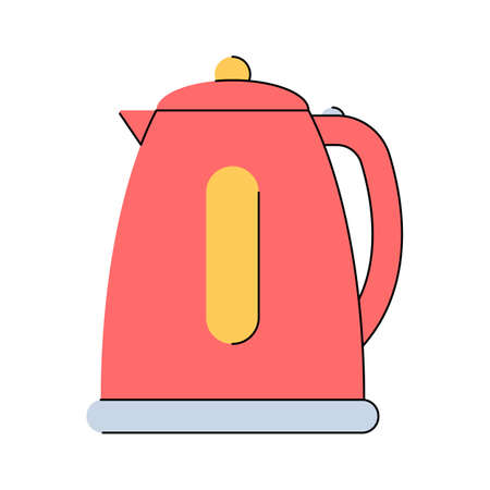 Electric kettle. Teapot. Kitchen appliances. Flat style. Isolated vector illustration on white background.のイラスト素材