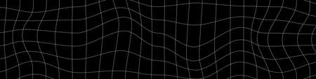 Abstract distorted grid. Futuristic widescreen design. Banner for technology, design, retro. Vector...
