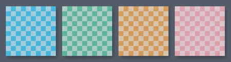 Vichy gingham textures set of patterns. Checkered design. Diagonal background for napkins, towels....