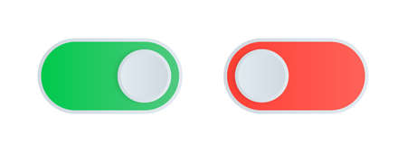 Button switch, slider. Turning on and off. Set for mobile application or website. Gradient on and off buttons. Vector illustration.のイラスト素材
