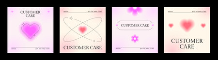 Aesthetic gradient post in y2k style. Minimalist templates with blur for social media. Collection of vector banners for the beauty industry or sale.のイラスト素材
