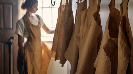 Fashion designer working on a new collection of clothes in her studioの素材