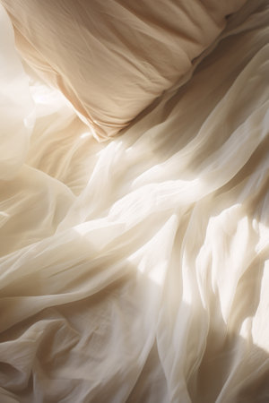 White silk fabric texture background. Close up of wedding dress fabric.の素材