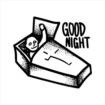 Etched vector illustration. Engraved sticker. Dark humor jokes. Contemporary street art work. Hand drawn sketch of a good friend.のイラスト素材