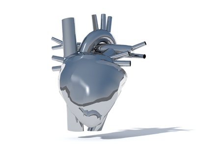 3d illustration of iron heartの写真素材