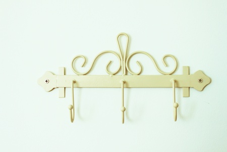 classical towel hook front of the bathの写真素材